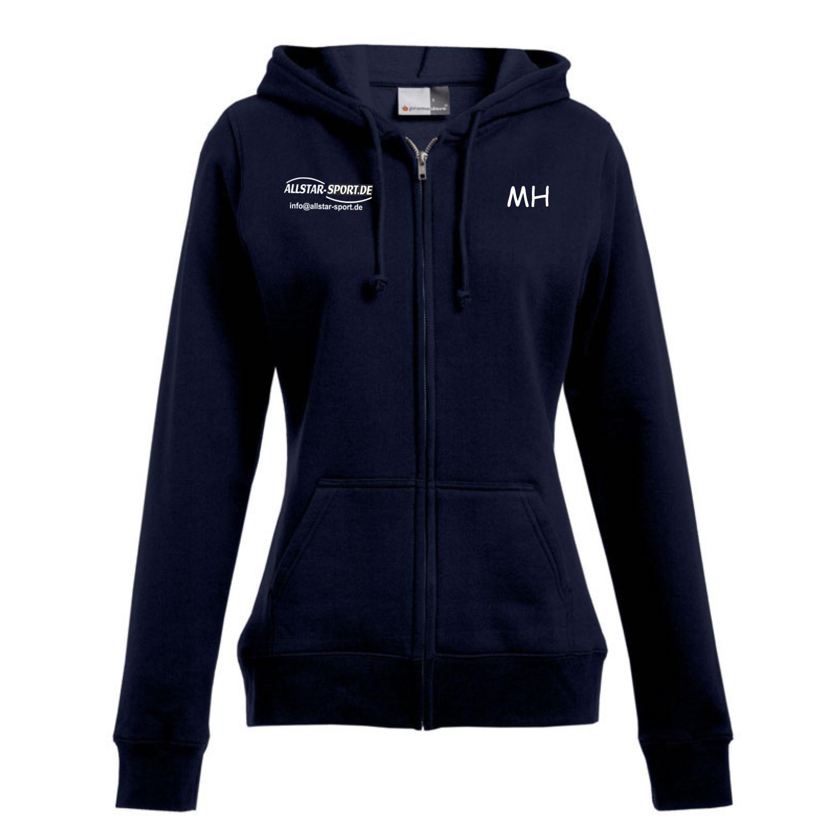Damen Sweatshirt Jacke Blau mit Logo und Initialen